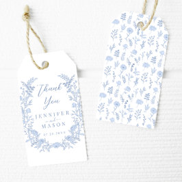 Elegant bohemisk blommigt krand bröllop tack. presentetikett