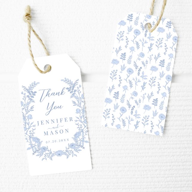 Elegant bohemisk blommigt krand bröllop tack. presentetikett (Skapare uppladdad)