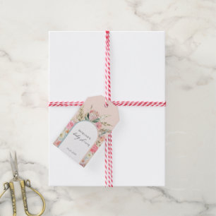 Elegant bohemisk blomster baby shower monogram presentetikett