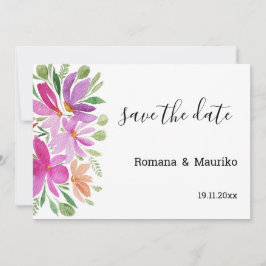 Elegant bohemisk blomster vattenfärg handmålad spara datumet