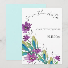 Elegant bohemisk blomster vattenfärg handmålad spara datumet