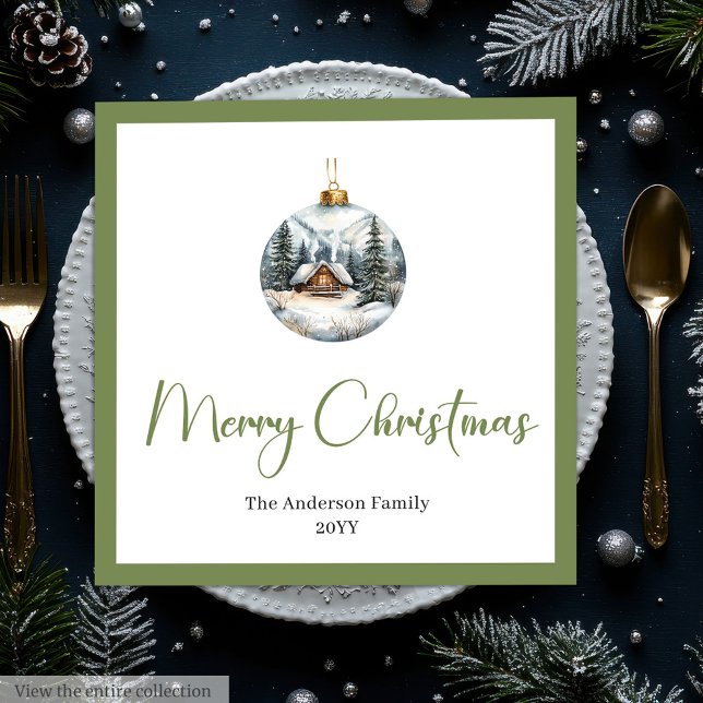 Elegant bohemisk vinterscenariot - Rustik julserve Pappersservett (Chic Bohemian Winter Scene Rustic Christmas Napkins)