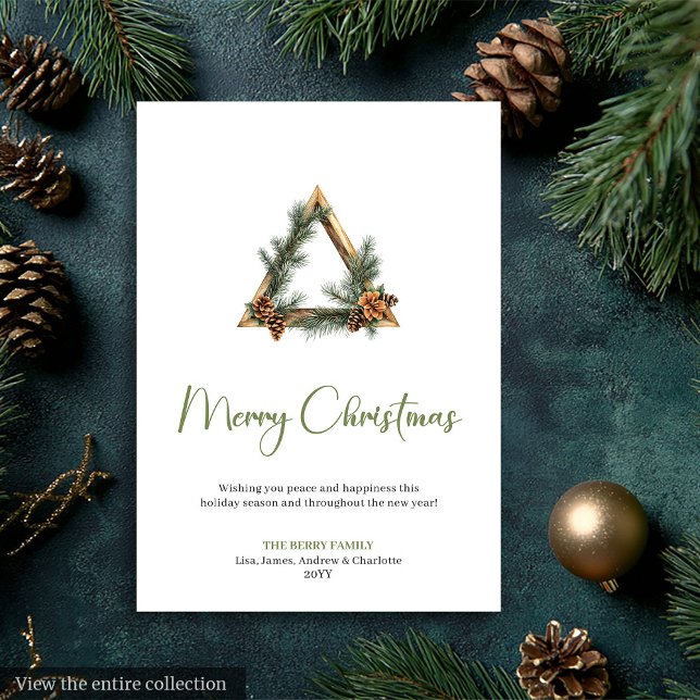Elegant Bohemsk Rustik Neutral Julhälsning  Julkort (Chic Bohemian Rustic Neutral Christmas Greeting Card)