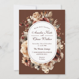 Elegant Böhmen Blommigt Ram Bröllop Inbjudningar