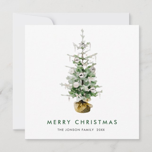 Elegant Böhmen jul Gräs Träd Hälsning Julkort (Framsida)