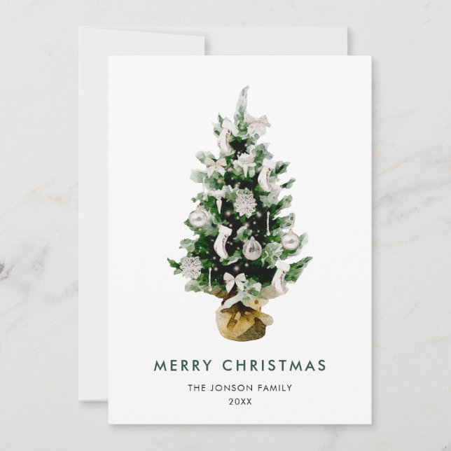 Elegant Böhmen jul Gräs Träd Hälsning Julkort (Framsida)