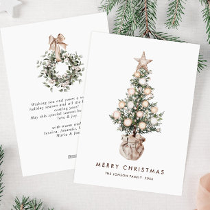 Elegant Böhmen jul Gräs Träd Hälsning Julkort