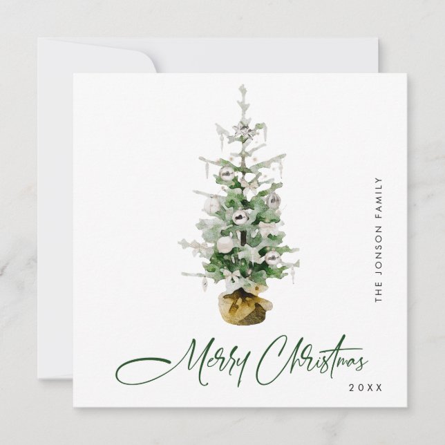Elegant Böhmen jul Gräs Träd Hälsning Julkort (Framsida)