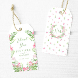 Elegant Böhmen Rosa Blommigt Bröllop Tack Presentetikett