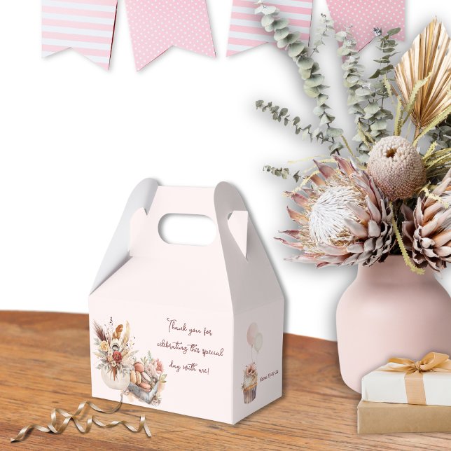 Elegant Böhmen Rustic Rosa Tea Party Presentaskar (Elegant Bohemian Birthday Party Favor Box)