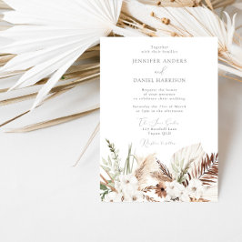 Elegant Böhmen White Blommigt Bröllop Inbjudningar