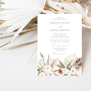 Elegant Böhmen White Blommigt Bröllop Inbjudningar