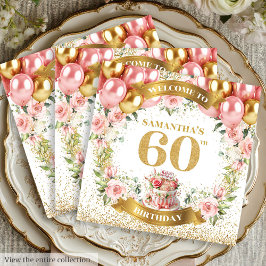 Elegant Boho 60:e födelsedagen Napkins Guld Glitte Pappersservett