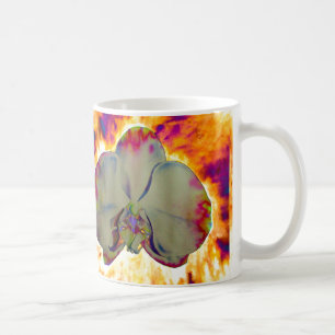 Elegant boho abstrakt akvarell orkidé-målning kaffemugg