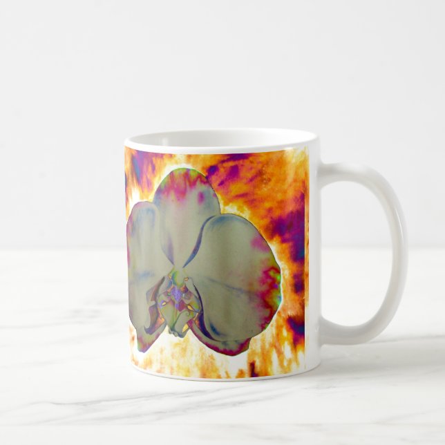 Elegant boho abstrakt akvarell orkidé-målning kaffemugg (Höger)