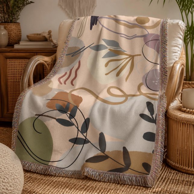 Elegant Boho Abstrakt Blommor Filt (Skapare uppladdad)