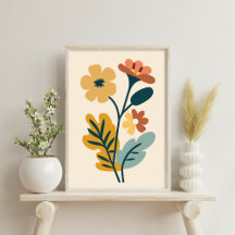 Elegant Boho Abstrakt Botaniskt blomma Poster