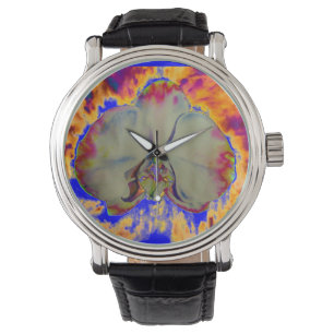 Elegant boho abstrakt vattenfärgsfärg orchid-målni armbandsur