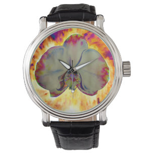 Elegant boho abstrakt vattenfärgsfärg orchid-målni armbandsur