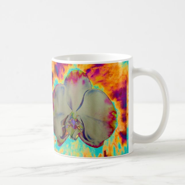 Elegant boho abstrakt vattenfärgsfärg orchid-målni kaffemugg (Höger)