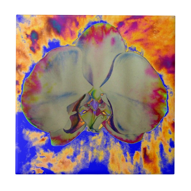 Elegant boho abstrakt vattenfärgsfärg orchid-målni kakelplatta (Framsidan)