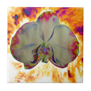 Elegant boho abstrakt vattenfärgsfärg orchid-målni kakelplatta