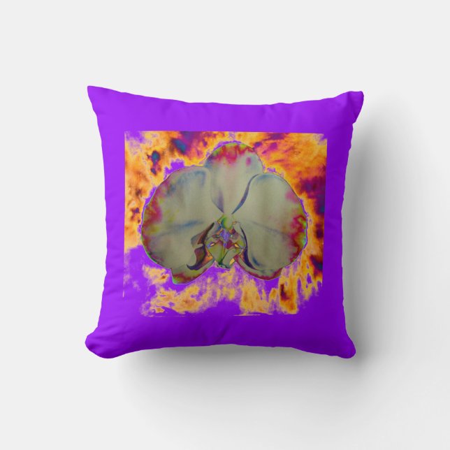 Elegant boho abstrakt vattenfärgsfärg orchid-målni kudde (Framsida)