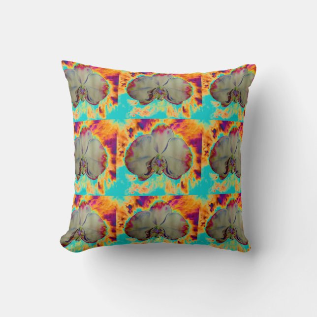 Elegant boho abstrakt vattenfärgsfärg orchid-målni kudde (Framsida)