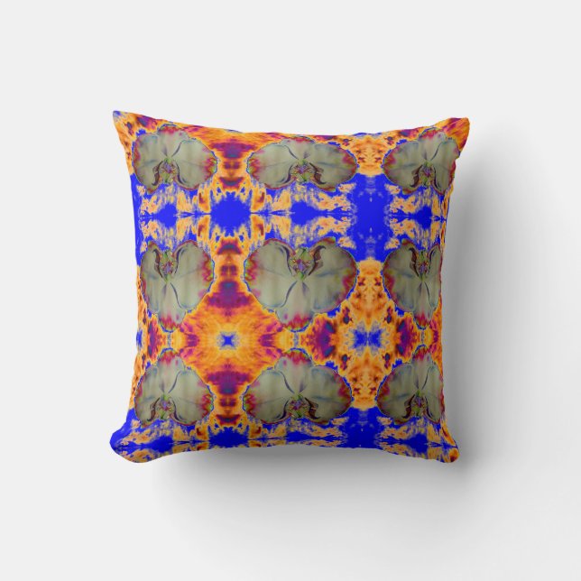 Elegant boho abstrakt vattenfärgsfärg orchid-målni kudde (Framsida)