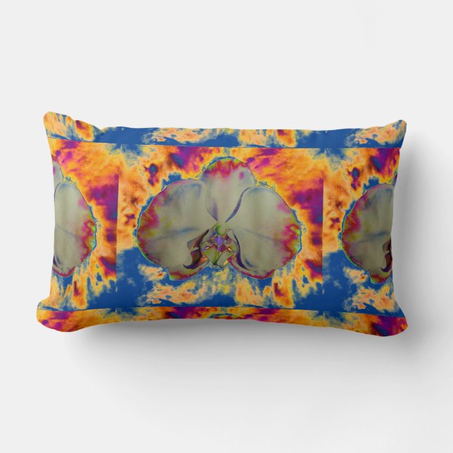 Elegant boho abstrakt vattenfärgsfärg orchid-målni lumbarkudde (Framsida)