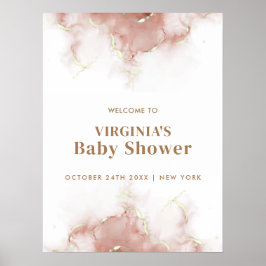 Elegant Boho Agate Guld Baby Shower Välkommen Poster