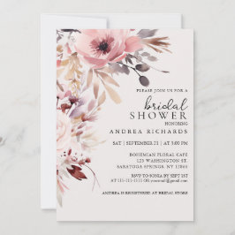 Elegant Boho Akvarell Blommig Bröllopsfest Inbjudningar