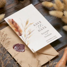 Elegant Boho Akvarell Pampas Höst Bröllop