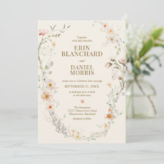 Elegant Boho Akvarell Vildblomma Blommig Inbjudningar