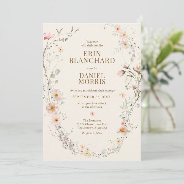 Elegant Boho Akvarell Vildblomma Blommig  Inbjudningar (Stående Fram)