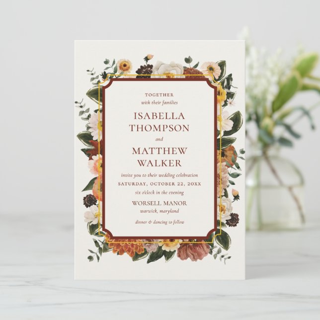 Elegant Boho Akvarell Vildblomma Bröllop Inbjudningar (Stående Fram)