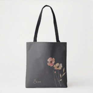 Elegant Boho Akvarell Vildblomma Moody Rosaton Tygkasse