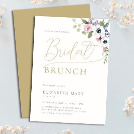 Elegant Boho Anemones Blommigt Guld Möhippa Brunch Inbjudningar