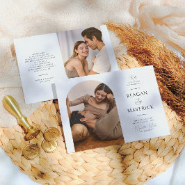 Elegant Boho Arch Classic Typography Photo Bröllop Inbjudningar