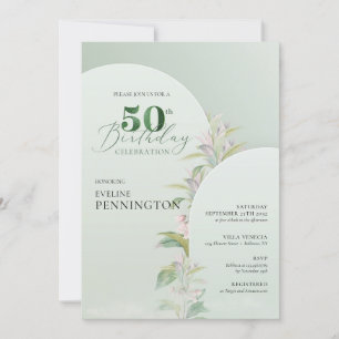 Elegant boho arch damsty grönt blommigt inbjudningar