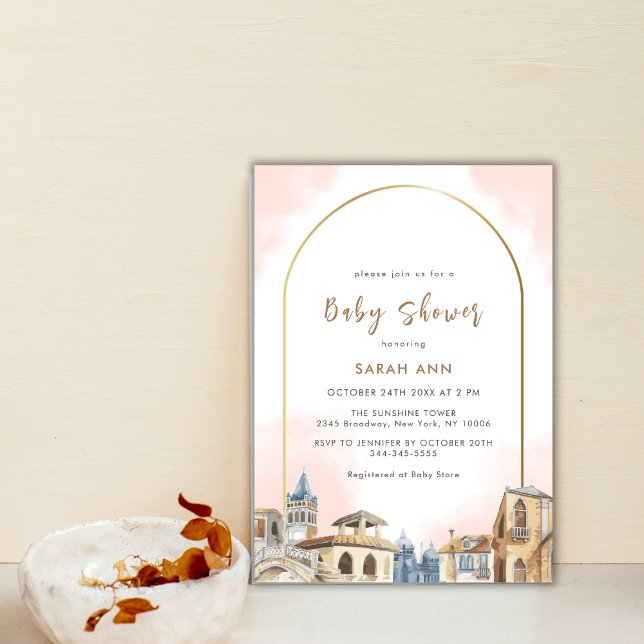 Elegant Boho Arch Destination Baby Shower Inbjudningar (Elegant Boho Arch Destination Baby Shower Invitation)