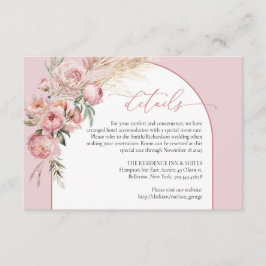 Elegant boho arch peonies pampas information tilläggskort