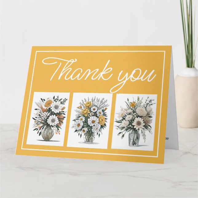 Elegant Boho Art Flower i ett Vas-tackkort Tack Kort (Framsida)
