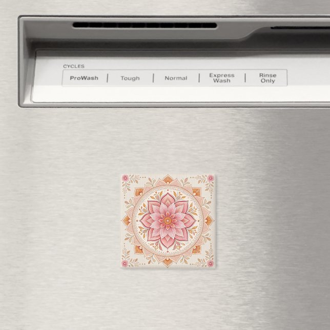 Elegant Boho Art Magnet 2in Rektangulär Design (In Situ (Dishwasher))