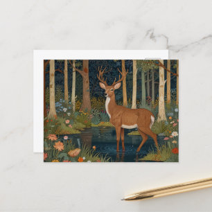 Elegant boho art rustik woodland hjort vykort
