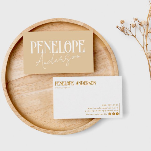 Elegant Boho Beige Neutralt Minimal Modern Trendig Visitkort (Skapare uppladdad)