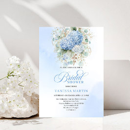 Elegant Boho Blå Hortensia Bröllopsfest Inbjudan