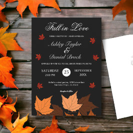 Elegant Boho Black and White Fall i Kärlek Bröllop Inbjudningar