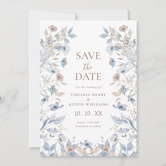 Elegant Boho Blomma Spara Datumet (Framsida)
