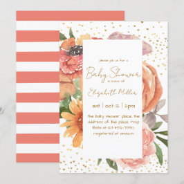 Elegant Boho blommar Baby i blommiga babyskor Inbjudningar